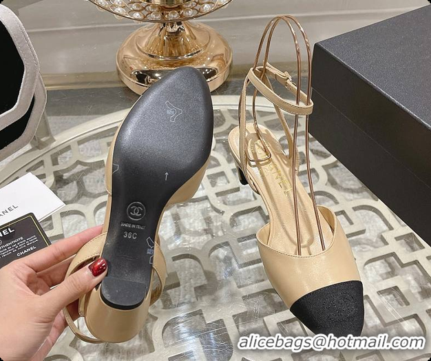 Best Grade Chanel Sling Back Beige 5cm 60702724