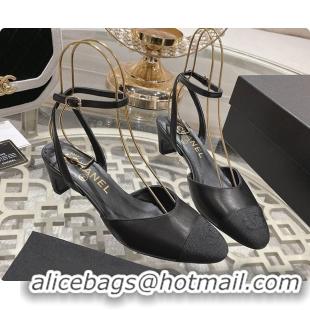 Grade Quality Chanel Sling Back Black 5cm 60702724