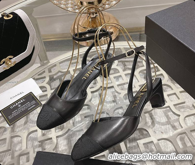 Grade Quality Chanel Sling Back Black 5cm 60702724