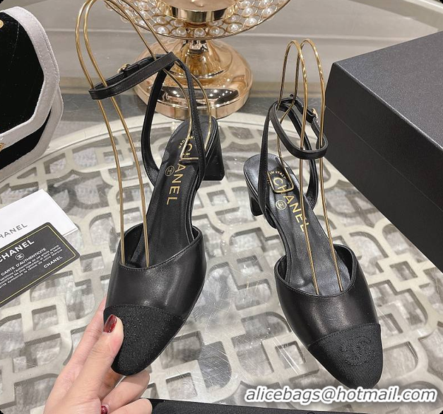 Grade Quality Chanel Sling Back Black 5cm 60702724