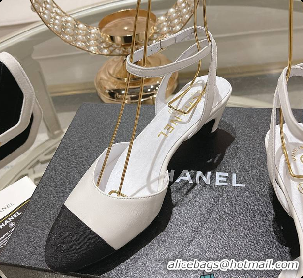 Stylish Chanel Sling Back White 5cm 60702724