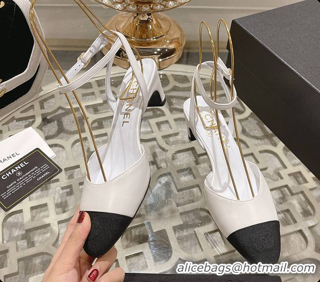 Stylish Chanel Sling Back White 5cm 60702724