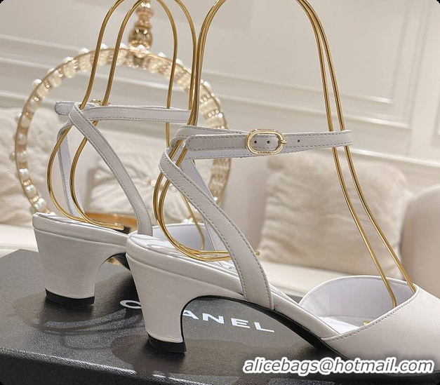 Stylish Chanel Sling Back White 5cm 60702724