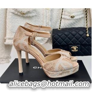 Grade Chanel Sandals In Suede Beige 10.5cm 60702726