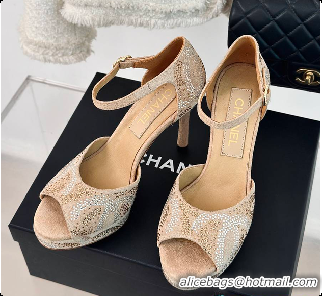 Grade Chanel Sandals In Suede Beige 10.5cm 60702726