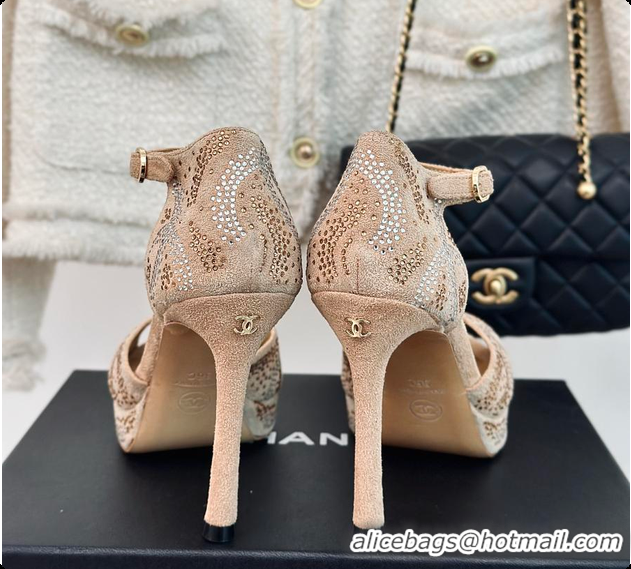 Grade Chanel Sandals In Suede Beige 10.5cm 60702726