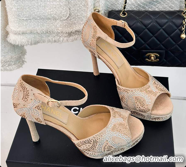 Grade Chanel Sandals In Suede Beige 10.5cm 60702726
