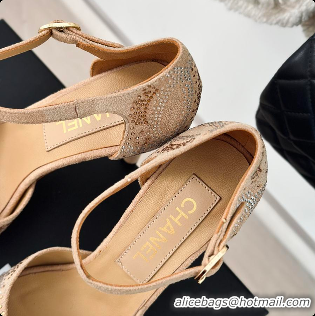 Grade Chanel Sandals In Suede Beige 10.5cm 60702726