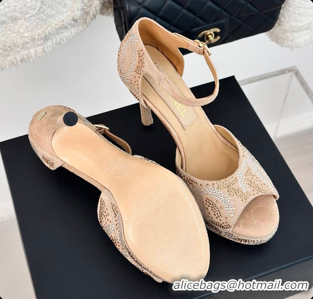 Grade Chanel Sandals In Suede Beige 10.5cm 60702726