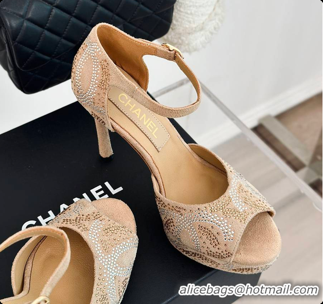 Grade Chanel Sandals In Suede Beige 10.5cm 60702726