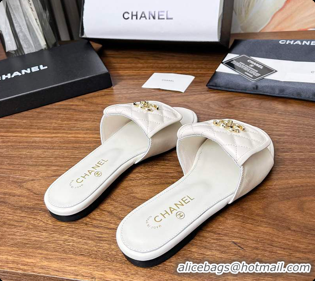 Sophisticated Chanel Classic Double C Buckle Slippers White 60702801