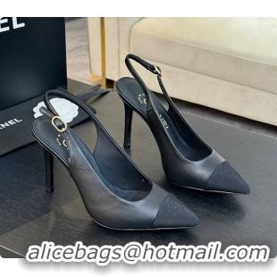 Top Grade Chanel Slingback High Heels Black 60702802