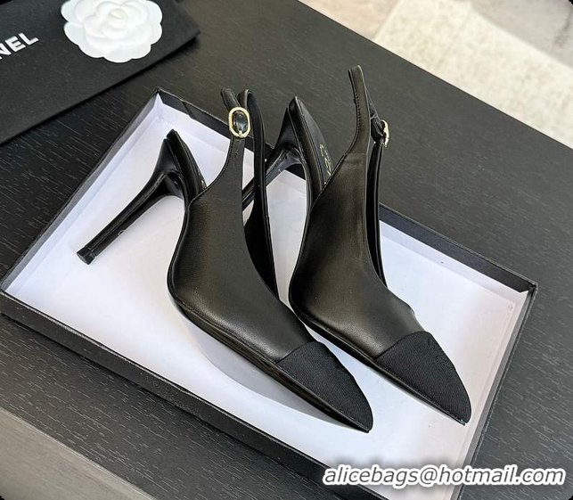 Top Grade Chanel Slingback High Heels Black 60702802