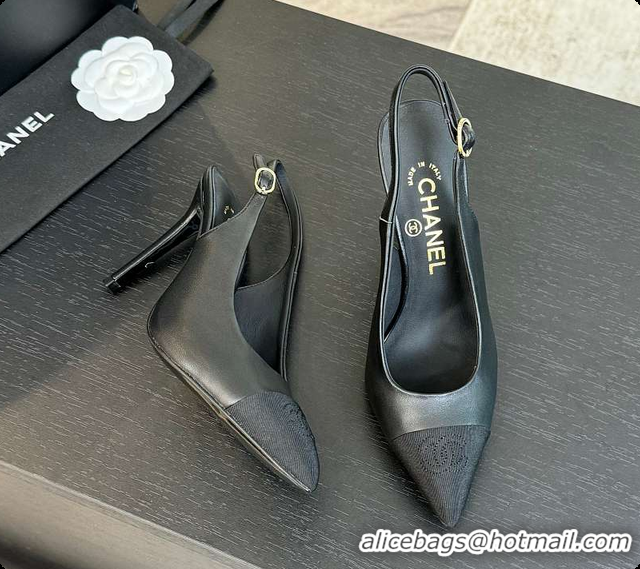 Top Grade Chanel Slingback High Heels Black 60702802