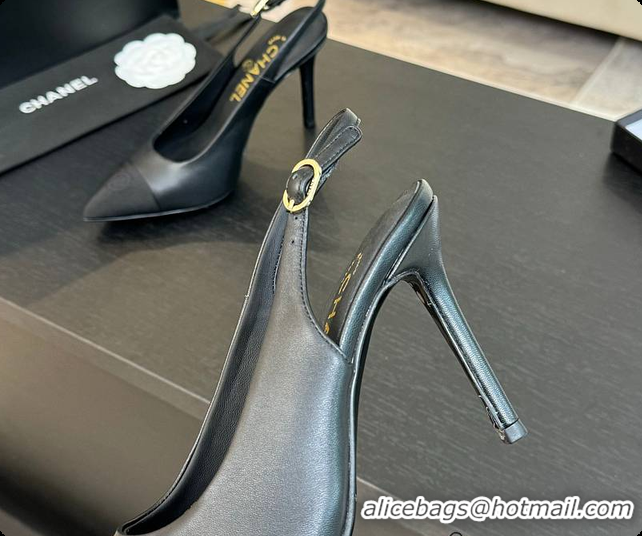 Top Grade Chanel Slingback High Heels Black 60702802