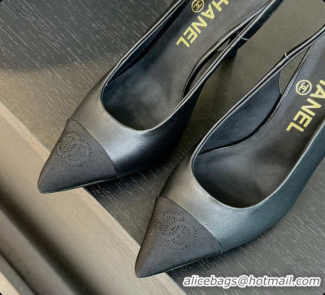 Top Grade Chanel Slingback High Heels Black 60702802