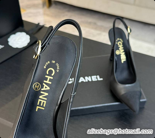 Top Grade Chanel Slingback High Heels Black 60702802