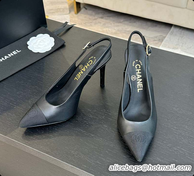 Top Grade Chanel Slingback High Heels Black 60702802