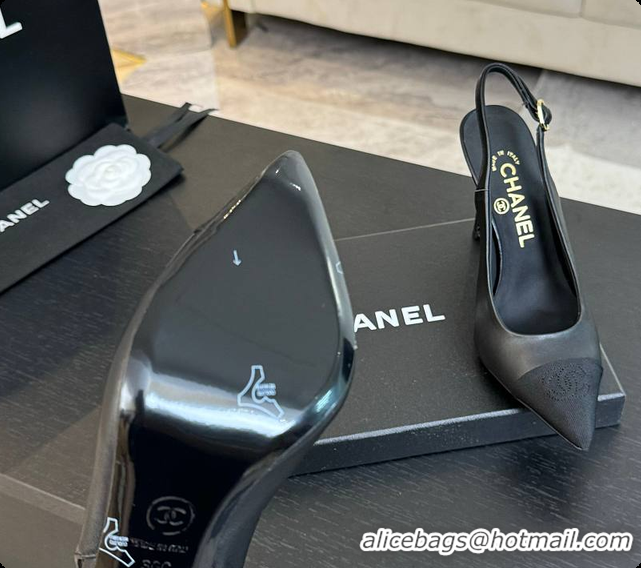 Top Grade Chanel Slingback High Heels Black 60702802