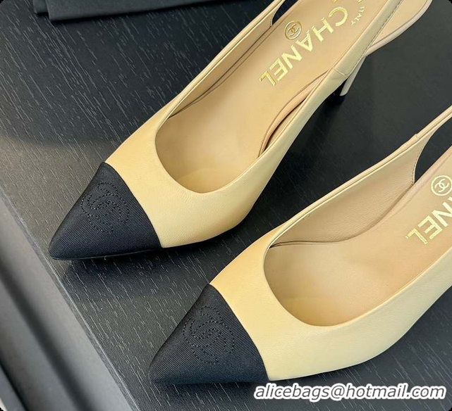 Top Grade Chanel Slingback High Heels Yellow 60702802