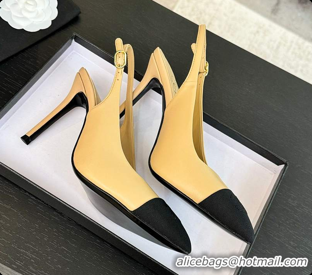 Top Grade Chanel Slingback High Heels Yellow 60702802