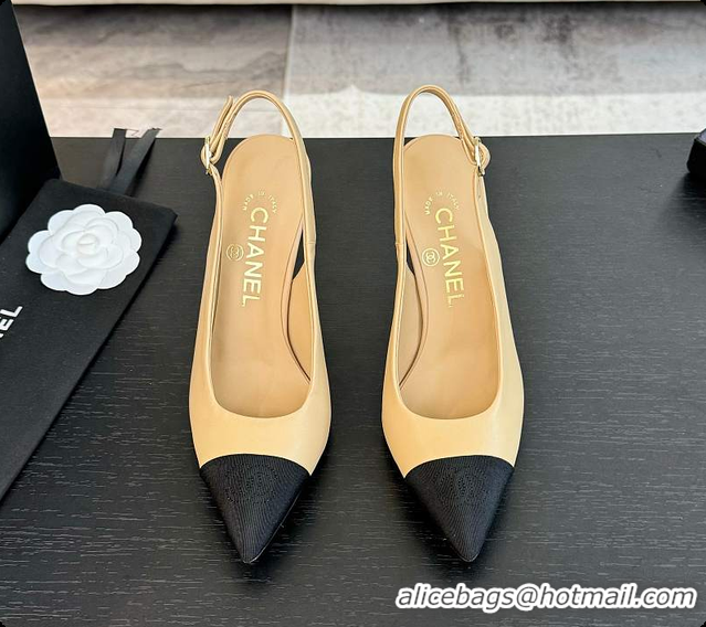 Top Grade Chanel Slingback High Heels Yellow 60702802