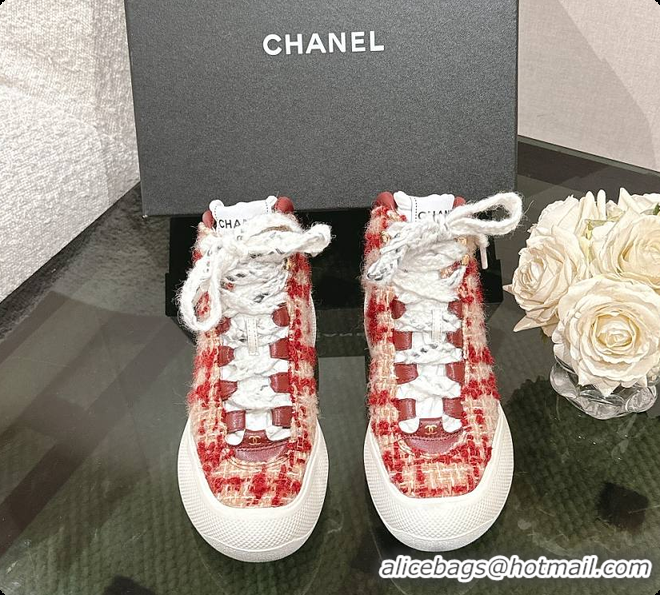 Most Popular Chanel Mittens Lambskin Mixed Fibers Red 60702804