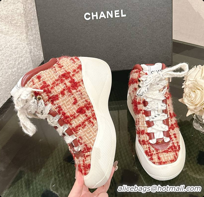 Most Popular Chanel Mittens Lambskin Mixed Fibers Red 60702804