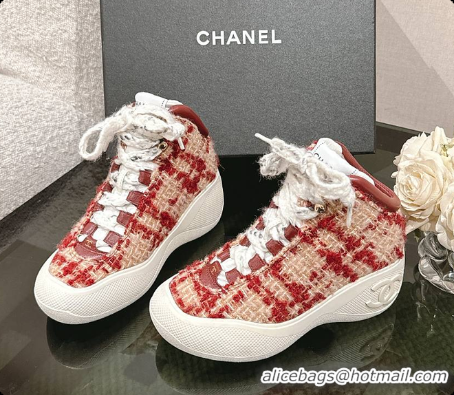 Most Popular Chanel Mittens Lambskin Mixed Fibers Red 60702804