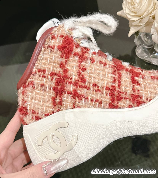 Most Popular Chanel Mittens Lambskin Mixed Fibers Red 60702804