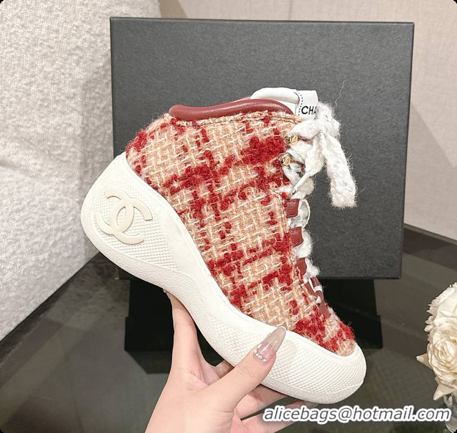 Most Popular Chanel Mittens Lambskin Mixed Fibers Red 60702804