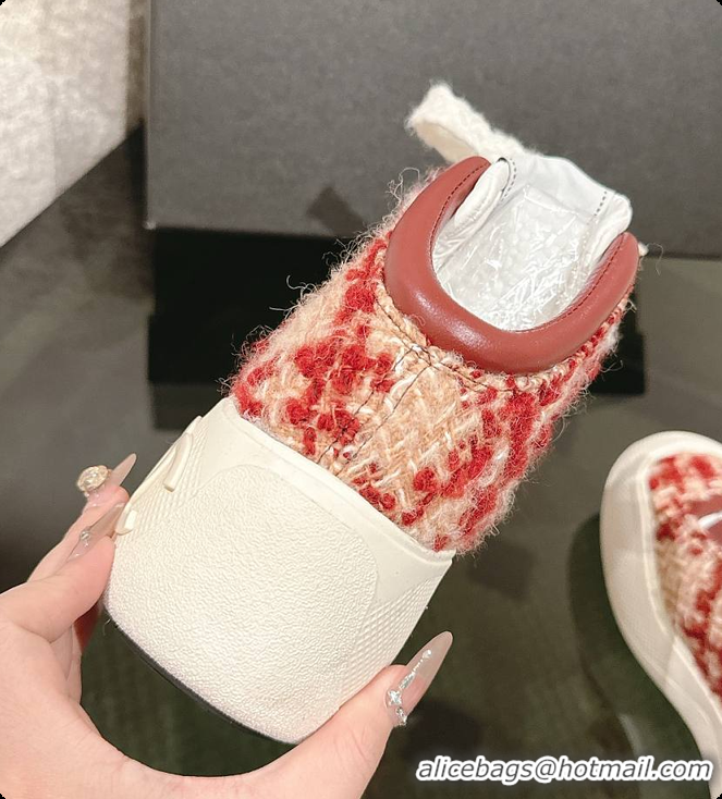 Most Popular Chanel Mittens Lambskin Mixed Fibers Red 60702804