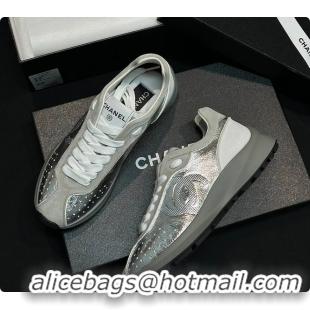 Best Product Chanel Caft Da Trainer Silver Sneaker 60702806