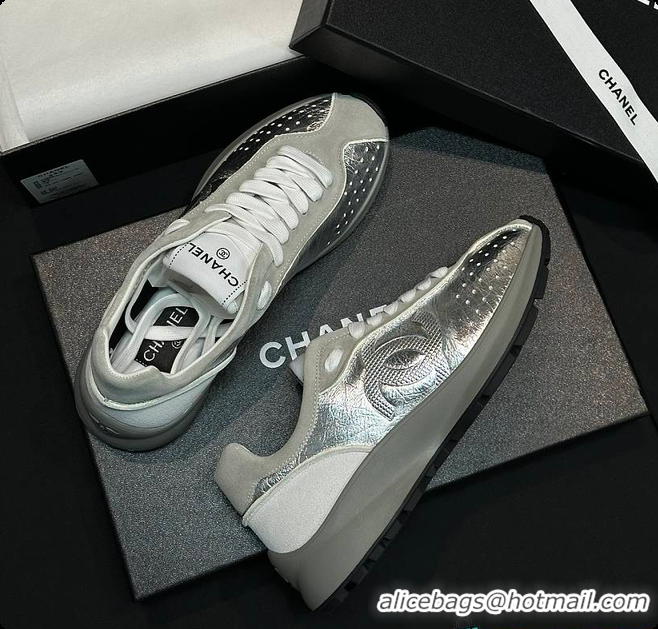 Best Product Chanel Caft Da Trainer Silver Sneaker 60702806