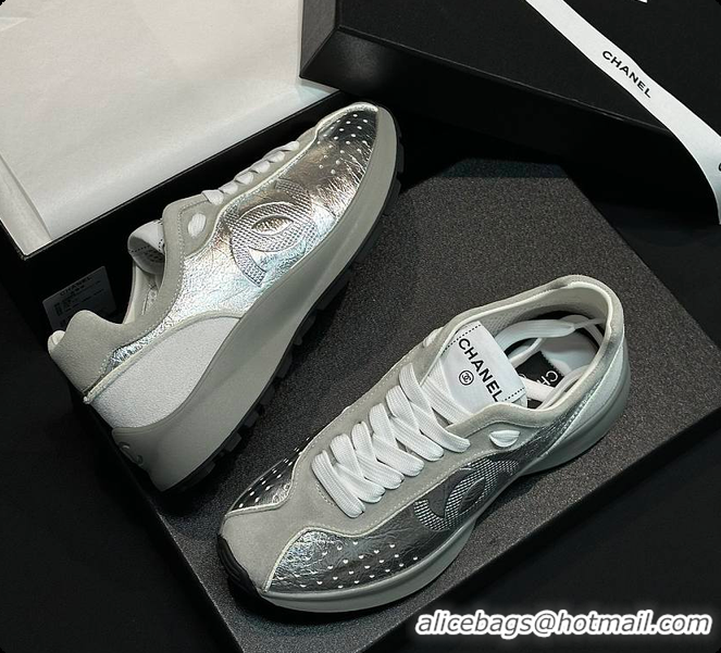 Best Product Chanel Caft Da Trainer Silver Sneaker 60702806