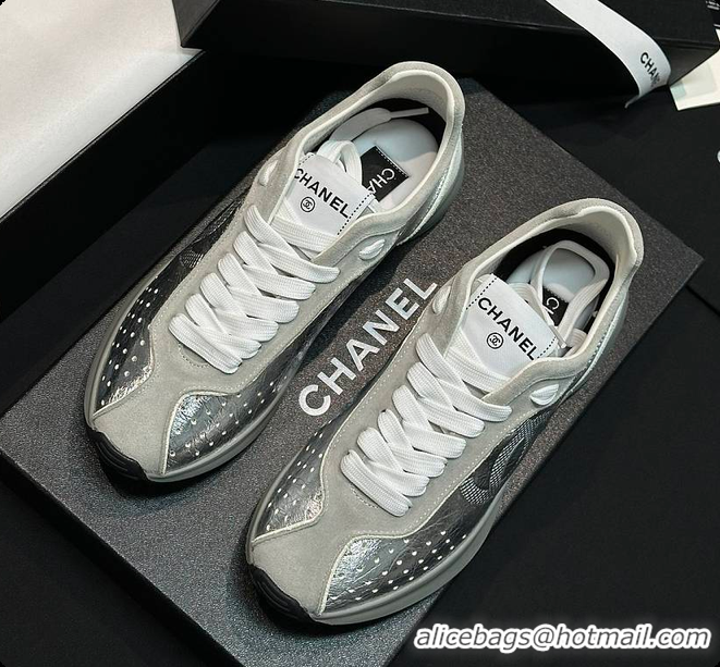 Best Product Chanel Caft Da Trainer Silver Sneaker 60702806