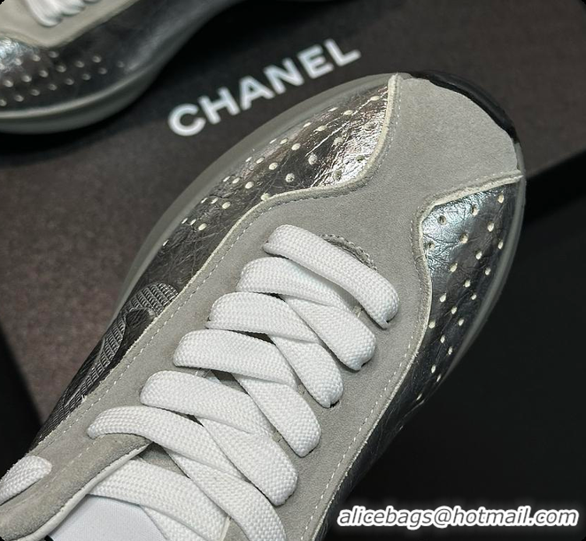 Best Product Chanel Caft Da Trainer Silver Sneaker 60702806