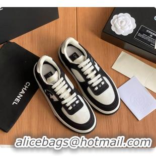 Best Product Chanel Black White CC Logo Suede Sneakers 60702702