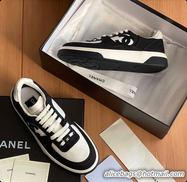 Best Product Chanel Black White CC Logo Suede Sneakers 60702702