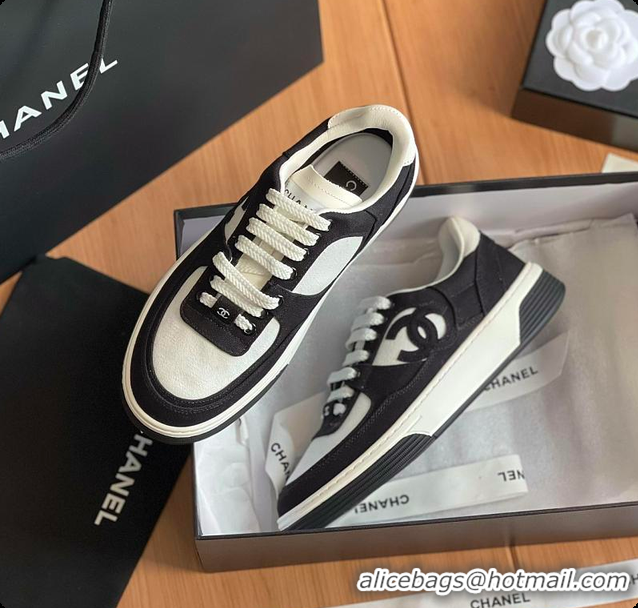 Best Product Chanel Black White CC Logo Suede Sneakers 60702702