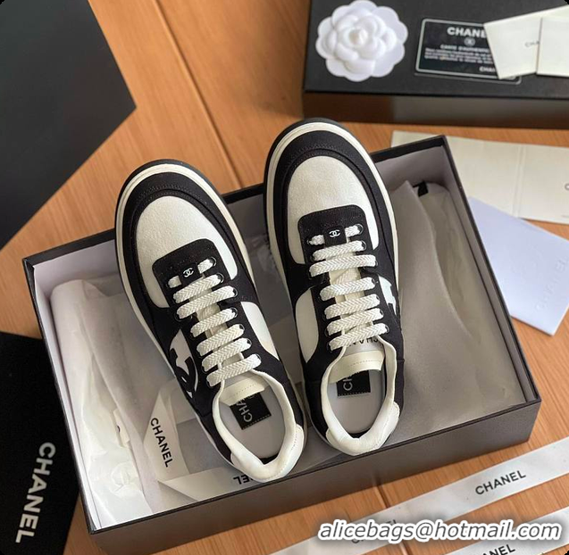 Best Product Chanel Black White CC Logo Suede Sneakers 60702702