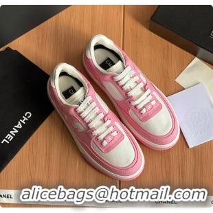 Best Price Chanel Pink White CC Logo Suede Sneakers 60702702