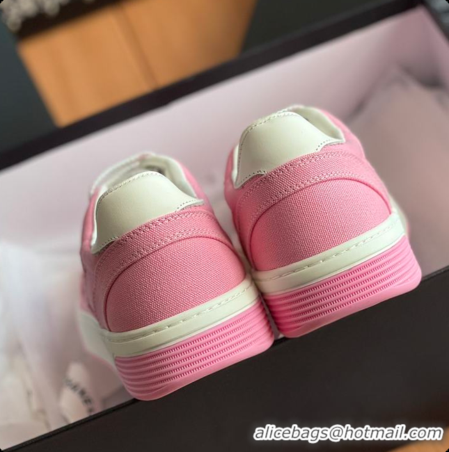 Best Price Chanel Pink White CC Logo Suede Sneakers 60702702