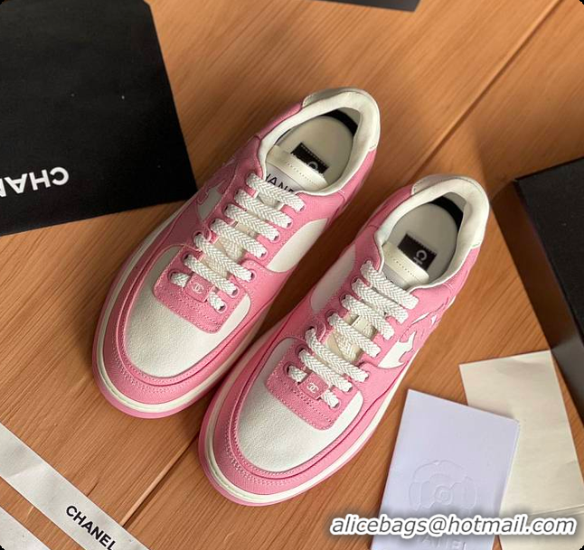 Best Price Chanel Pink White CC Logo Suede Sneakers 60702702