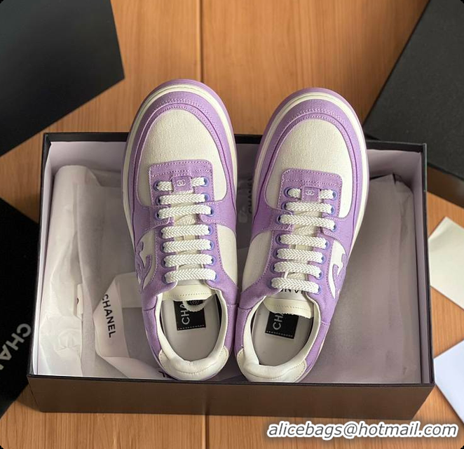  Good Quality Chanel Purple White CC Logo Suede Sneakers 60702702