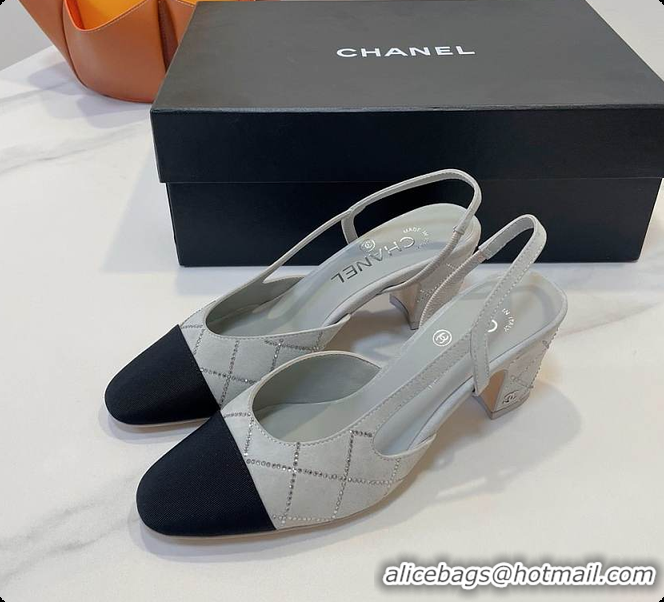 Pretty Style Chanel Slingbacks High Pump Grey 60702901