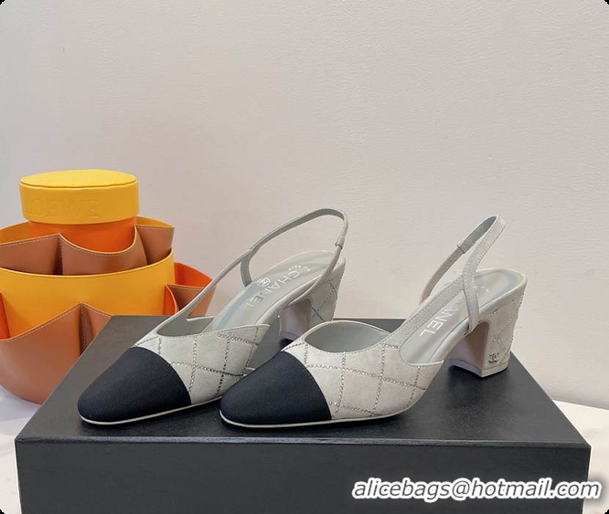 Pretty Style Chanel Slingbacks High Pump Grey 60702901