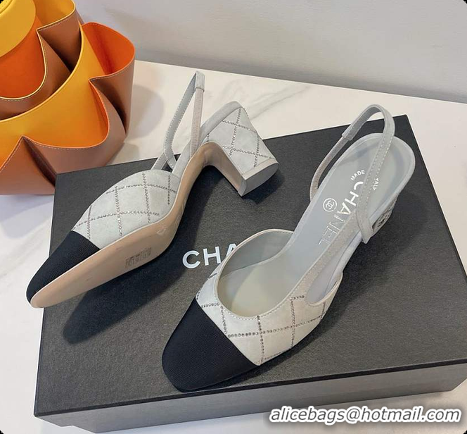 Pretty Style Chanel Slingbacks High Pump Grey 60702901