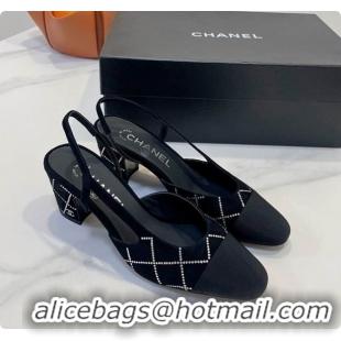 Good Quality Chanel Slingbacks High Pump Black 60702901