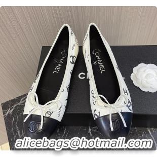 Grade Quality Chanel Ballet Flats CC Logo White And Black 60702902